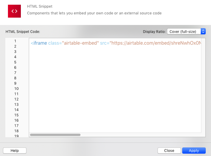 Thorium Builder HTML Snippet