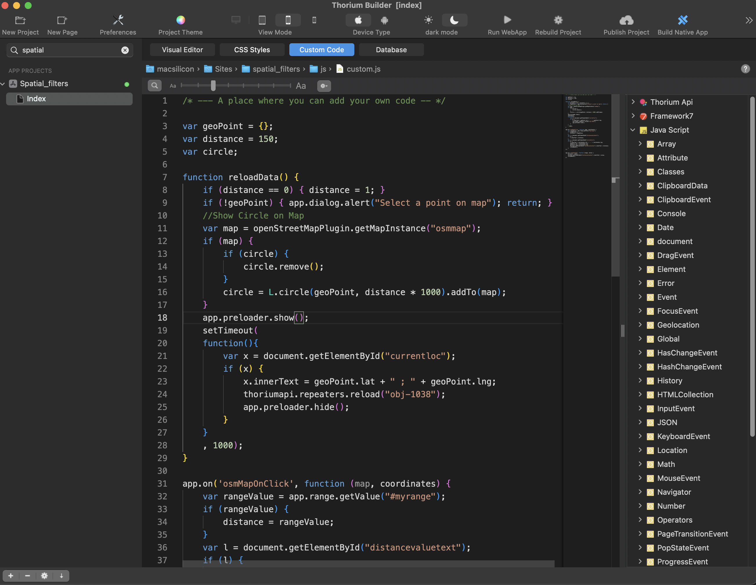 Thorium Builder Code Editor